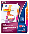 Avery® Ready Index® 1-5 Tab Binder Dividers With Customizable Table Of Contents, 8-1/2" x 11", 5 Tab, White/Multicolor, Pack Of 6 Sets