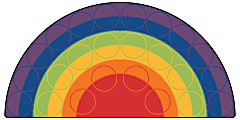 Carpets For Kids® Premium Collection 24 Seats Rainbow Rows Seating Semi-Circle Rug, 6’, Blue 1 thumbnail image