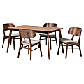 Baxton Studio Alston 5-Piece Dining Set, Beige/Walnut Brown 1 thumbnail image