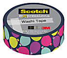 Scotch® Expressions Washi Tape, 3/5" x 393", B-Day Ballons