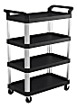 Suncast Commercial® 3-Shelf Resin Service Cart, 38"H x 20"W x 20"D, Black/Silver