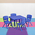 Flash Furniture 24'' Square Plastic Height-Adjustable Activity Table with 4 Chairs, Blue