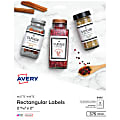 Avery® Printable Blank Labels, 6490, Rectangle, 2-11/16" x 2", White, Pack Of 375 Customizable Labels