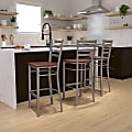 Flash Furniture Clear-Coated Ladder Back Metal/Wood Restaurant Bar Stool, Cherry/Clear 1 thumbnail image