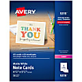 Avery® Printable Note Cards With Envelopes, 4.25" x 5.5", White, Pack Of 60 Blank Note Cards For Laser Printers
