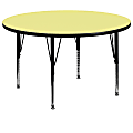 Flash Furniture Round Thermal Laminate Activity Table With Short Height-Adjustable Legs, 25-1/8" x 60", Yellow