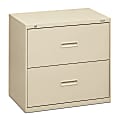 basyx by HON® 400 30"W Lateral 2-Drawer File Cabinet, Metal, Putty