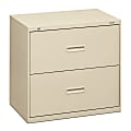 basyx by HON® 400 30"W x 19-1/4"D Lateral 2-Drawer File Cabinet, Putty 1 thumbnail image
