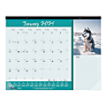 2024 Blueline® Colorful Monthly Desk Pad Calendar, 22" x 17", Man's Best Friend, January To December 2024 , C194116