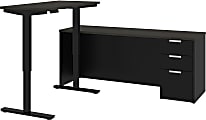 Bestar Pro-Concept Plus 72"W L-Shaped Standing Corner Desk With Pedestal, Deep Gray/Black 1 thumbnail image