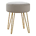 Monarch Specialties Sharon Ottoman With Hairpin Legs, Beige/Gold