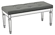 Ave Six Reflections Mirrored Framed Bench, Graphite/Silver 1 thumbnail image