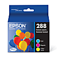 Epson® 288 DuraBrite® Ultra Cyan, Magenta, Yellow Ink Cartridges, Pack Of 3, T288520-S