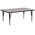 Flash Furniture 72''W Rectangular HP Laminate Activity Table With Short Height-Adjustable Legs, Gray