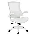 Office Star™ Work Smart Faux Leather Screen-Back Manager Chair With Padded Flip Arms, White