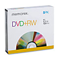 Memorex® DVD+RW Rewritable Media With Slim Jewel Cases, 4.7GB/120 Minutes, Pack Of 5