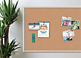 U Brands Cork Bulletin Board, 48" x 36", Aluminum Frame With Silver Finish