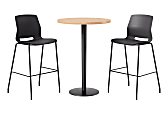 KFI Studios Proof Bistro Round Pedestal Table With Imme Barstools, 2 Barstools, 30", Maple/Black/Black Stools 1 thumbnail image