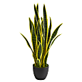 Nearly Natural Sansevieria 26" Artificial Plant With Pot, Green/Black