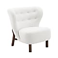 Eurostyle Beatrice Fabric Lounge Guest Chair, White/Walnut