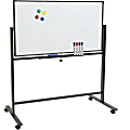 Excello Double-Sided Mobile Magnetic Dry-Erase Whiteboard On Wheels, Steel, 48” x 32”, White, Black Aluminum Frame 1 thumbnail image