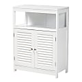 Baxton Studio Rivera 23-5/8”W Modern Metal 2-Door Bathroom Storage Cabinet, White/Silver