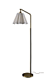 Adesso Lyra Floor Lamp, Antique Brass/White Fabric Shade 1 thumbnail image