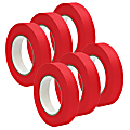 DSS Distributing Premium-Grade Masking Tape, 3" Core, 1" x 55 Yd., Red, Pack Of 6 1 thumbnail image