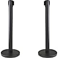 Genuine Joe Crowd-Control Posts With Web Tape, 34", Black, Pack Of 2 Posts