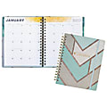 inkWELL Press® AT-A-GLANCE® LiveWELL Planner™, Monthly, 7" x 9", Wood Chevron, Teal/Gray, January to December 2017