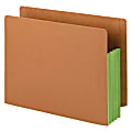 Smead® Extra-Wide Expansion End-Tab File Pockets, 12"W Body, Letter Size, 30% Recycled, Green, Box Of 10