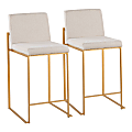 LumiSource Fuji Contemporary Counter Stools, Gold/Beige, Set Of 2 Stools
