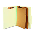 ACCO® Durable Pressboard Classification Folders, Letter Size, 3" Expansion, 2 Partitions, 60% Recycled, Leaf Green, Box Of 10