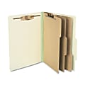 ACCO® Durable Pressboard Classification Folders, Letter Size, 4" Expansion, 3 Partitions, 60% Recycled, Leaf Green, Box Of 10