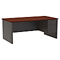 WorkPro® 72”W Modular Right Pedestal Desk, Charcoal/Mahogany