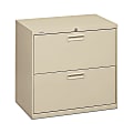 HON® 500 30"W Lateral 2-Drawer File Cabinet, Metal, Putty