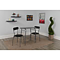 Flash Furniture Space-Saver Glass Top Bistro Set With 2 Chairs, 29-1/2"H x 19-3/4"W x 35-1/2"D, Black