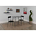 Flash Furniture Space-Saver Glass Top Bistro Set With 2 Chairs, 29-1/2"H x 19-3/4"W x 35-1/2"D, Black 1 thumbnail image