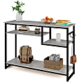 Bestier Console Table With 4-Tier Storage Shelves & 2 Hooks, 29-15/16"H x 39-3/8"W x 11-13/16"D, Light Retro Gray Oak