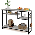 Bestier Console Table With 4-Tier Storage Shelves & 2 Hooks, 29-15/16"H x 39-3/8"W x 11-13/16"D, Light Retro Gray Oak 1 thumbnail image