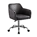 Linon Ryker Faux Leather Home Office Chair, Charcoal/Silver