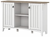 Bush Furniture Salinas Accent Storage Cabinet With Doors, Shiplap Gray/Pure White, Standard Delivery