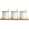 Gibson Elite Gracious Dining 10-Piece Fine Ceramic Condiment Jars Serving Set, White/Light Brown 1 thumbnail image