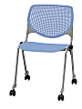 KFI Studios KOOL Stacking Chair With Casters, Peri Blue/Silver