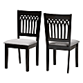 Baxton Studio Genesis Finished Wood Dining Accent Chair, Gray/Dark Brown, Set Of 2 Chairs