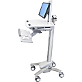 Ergotron StyleView Cart with LCD Pivot - 35 lb Capacity - 4 Casters - Steel, Plastic, Zinc Plated Steel - 50.50" - Gray, White, Polished Aluminum 1 thumbnail image