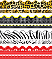 Carson-Dellosa Scalloped Borders Sets, Leopard Print/Tiger Print/Zebra Print/Red Bandana, Multicolor, Pre-K - Grade 8, Pack Of 4