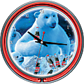 Trademark Global Coca-Cola Neon Clock, 14" Diameter, Polar Bear With Coke Bottle and Cubs