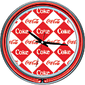 Trademark Global Coca-Cola Neon Clock, 14" Diameter, Checker Coca Cola, 2 Neon Rings