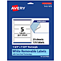 Avery® Removable Labels With Sure Feed®, 94232-RMP25, Rectangle, 1-3/4" x 7-3/4", White, Pack Of 125 Labels